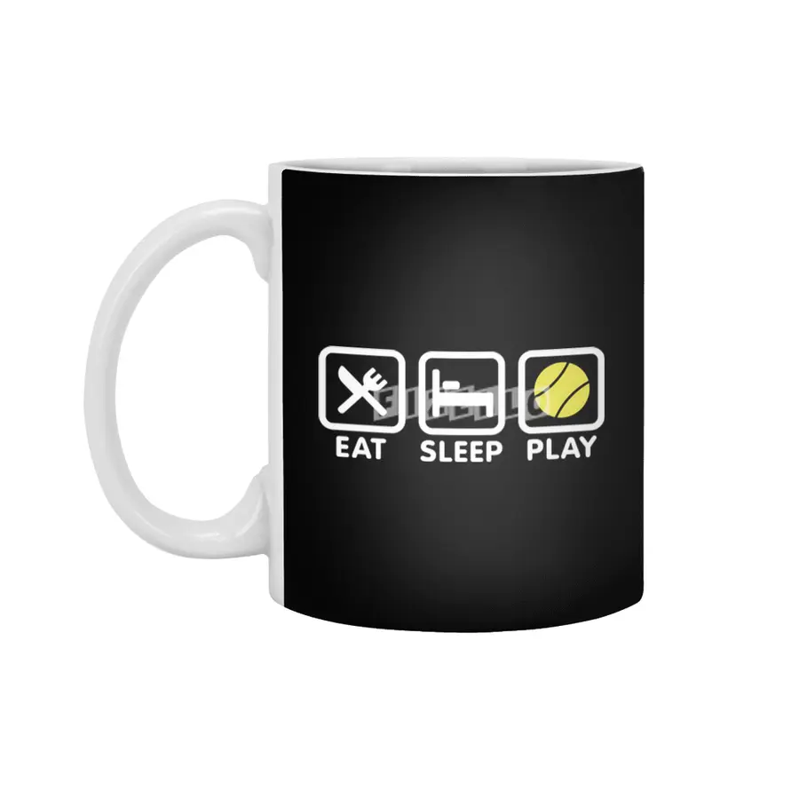 Funny Tennis Player Retro Sport Eat Sleep Tennis Beyaz Kupa