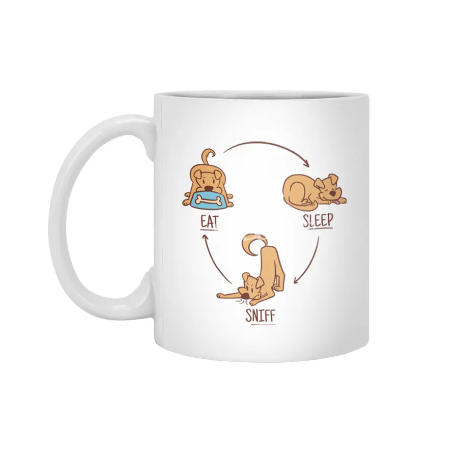 Dog Life Cycle | Eat Sleep Sniff Repeat Beyaz Kupa