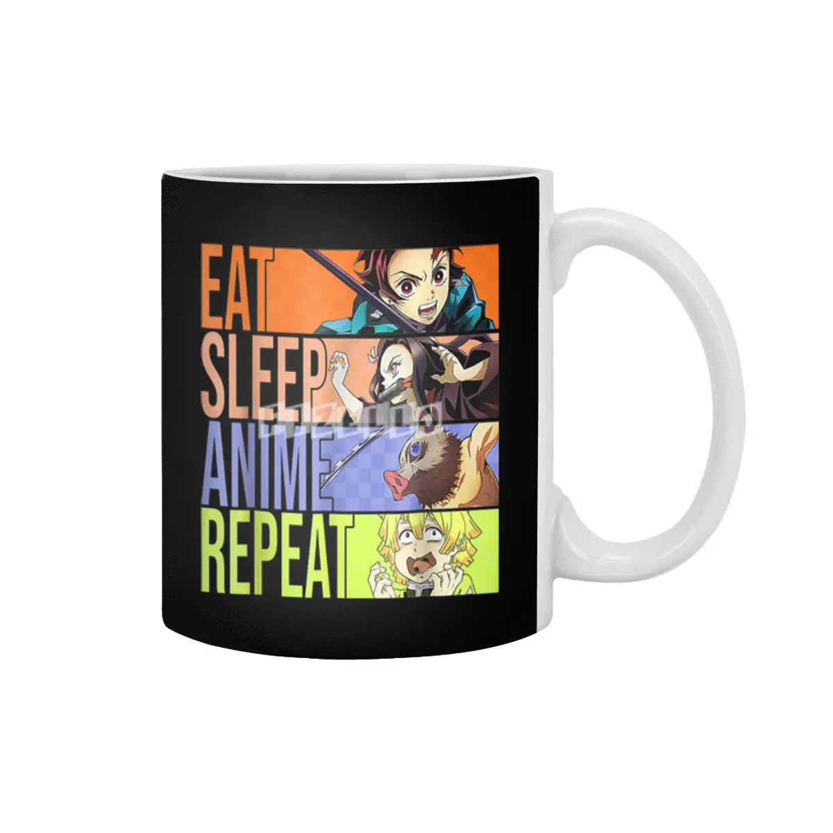 Graphic Slayer Demon Anime Eat Sleep Anime Repeat T-Shirt Beyaz Kupa