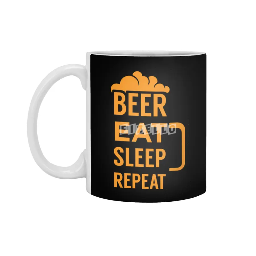 Beer eat sleep repeat Beyaz Kupa