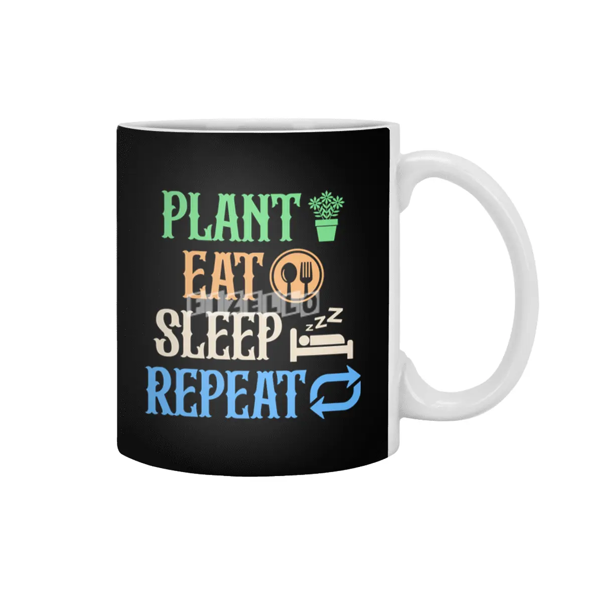 Plant Eat Sleep Repeat Gardener Life T-shirt Beyaz Kupa