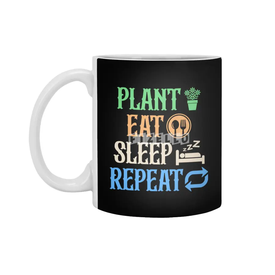 Plant Eat Sleep Repeat Gardener Life T-shirt Beyaz Kupa