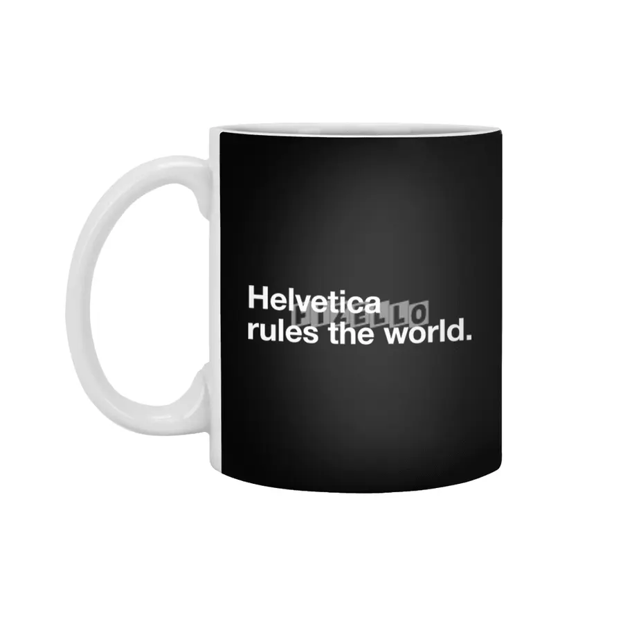 Helvetica Rules the World (black) Beyaz Kupa