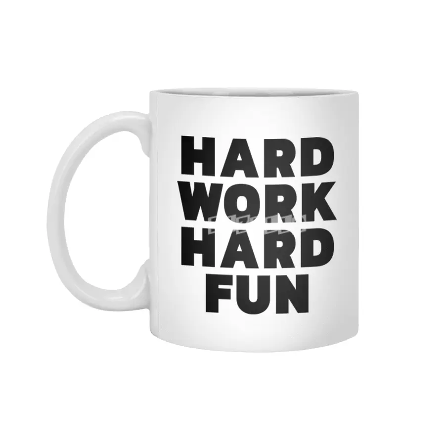 Hard work hard fun - black on white Beyaz Kupa