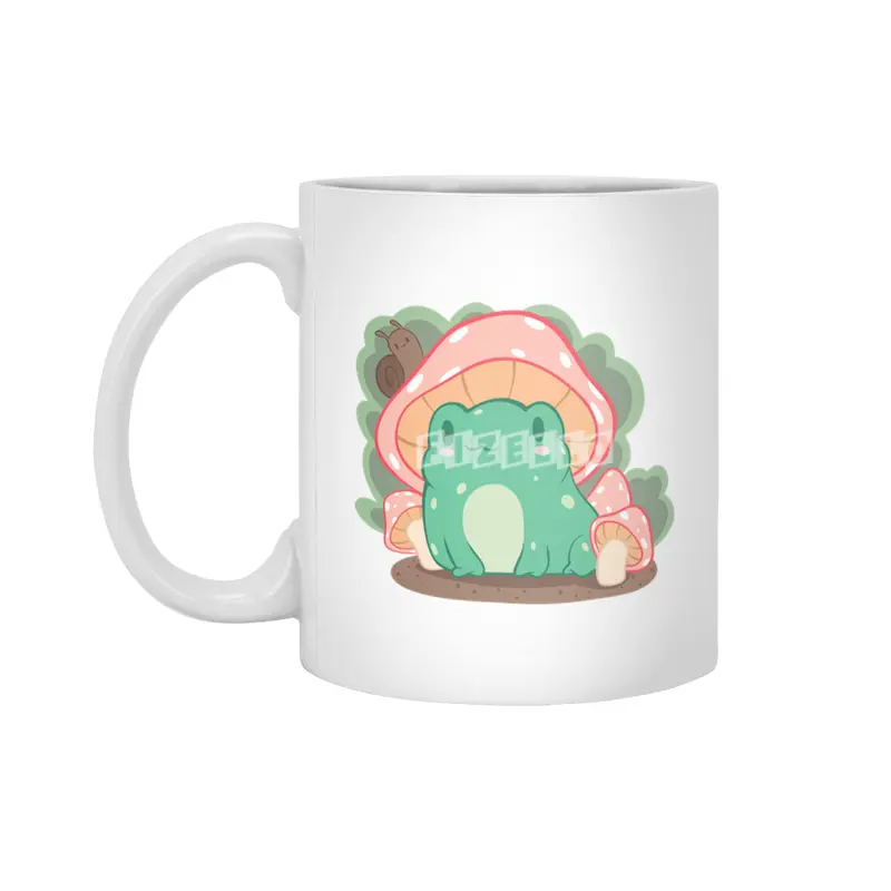 Cottagecore Aesthetic Frog Mushroom Hat Snail Kawaii Beyaz Kupa