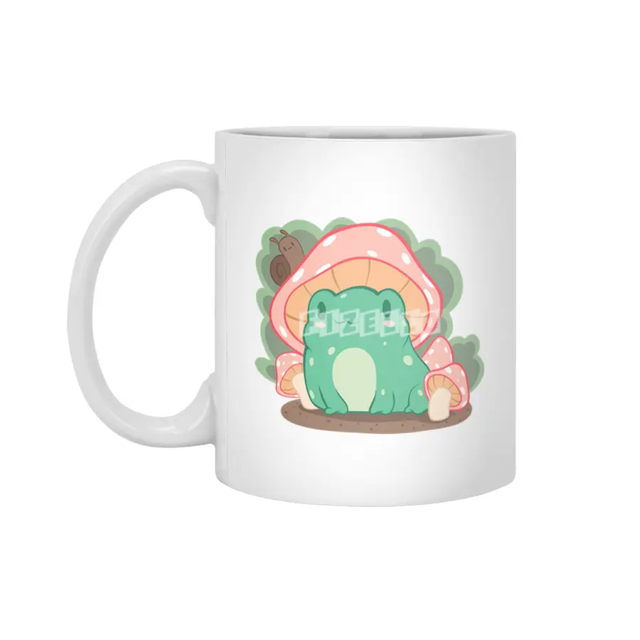 Cottagecore Aesthetic Frog Mushroom Hat Snail Kawaii Beyaz Kupa