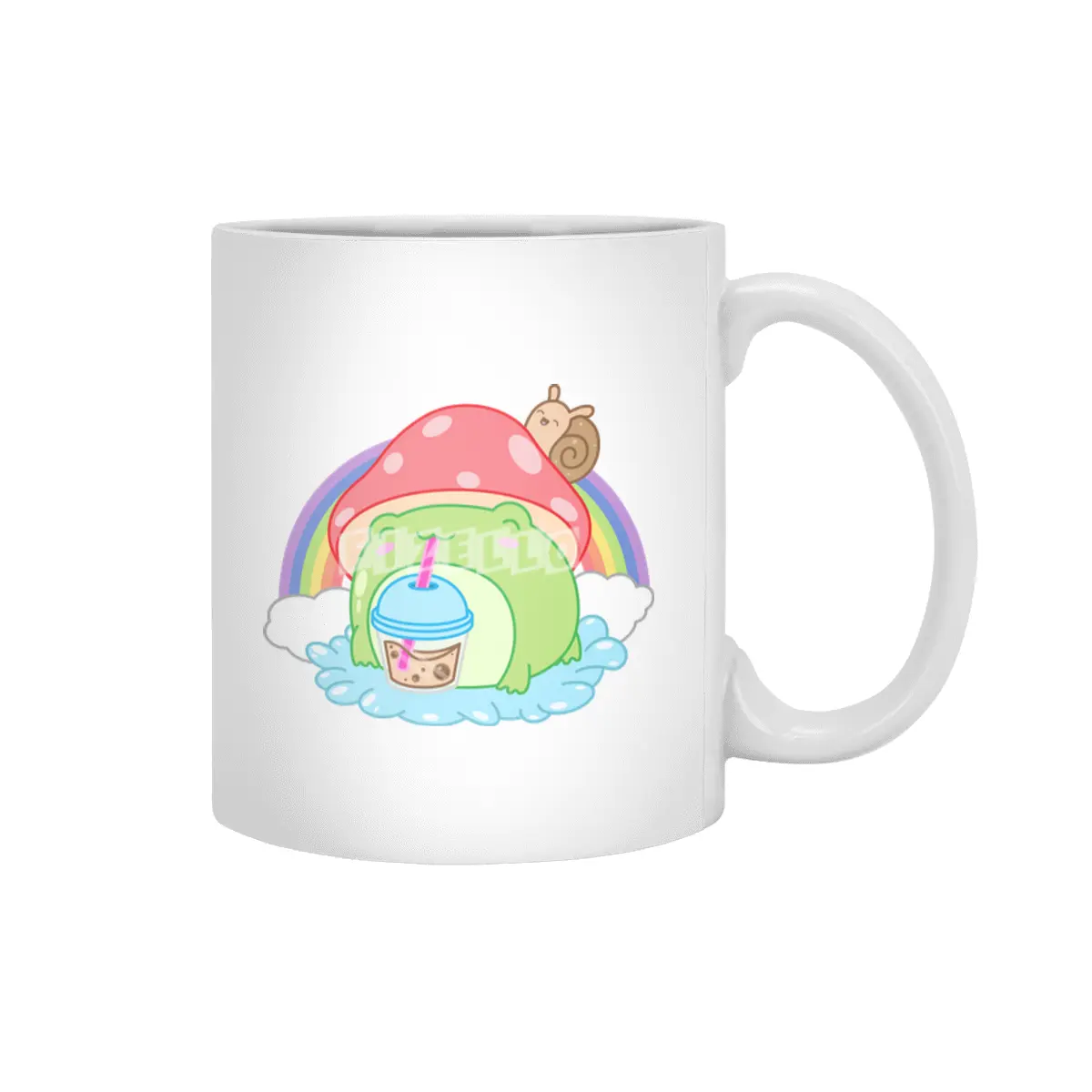 Frog Boba Bubble Tea Kawaii Anime Japanese Mushroom Snail Beyaz Kupa