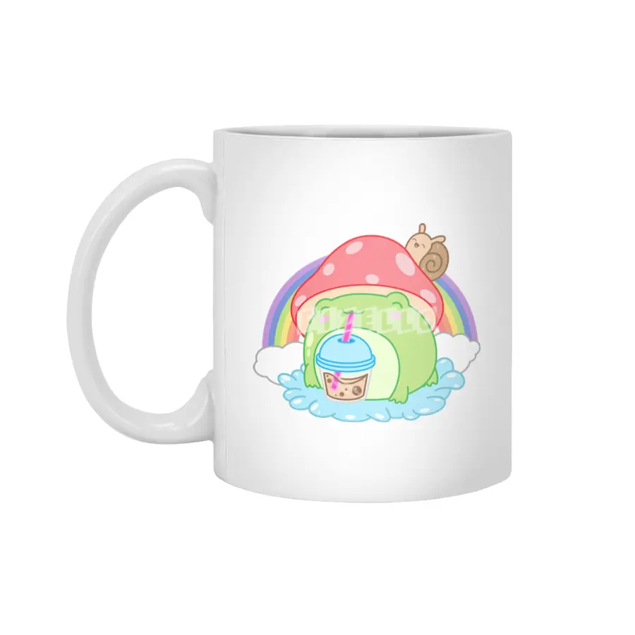 Frog Boba Bubble Tea Kawaii Anime Japanese Mushroom Snail Beyaz Kupa