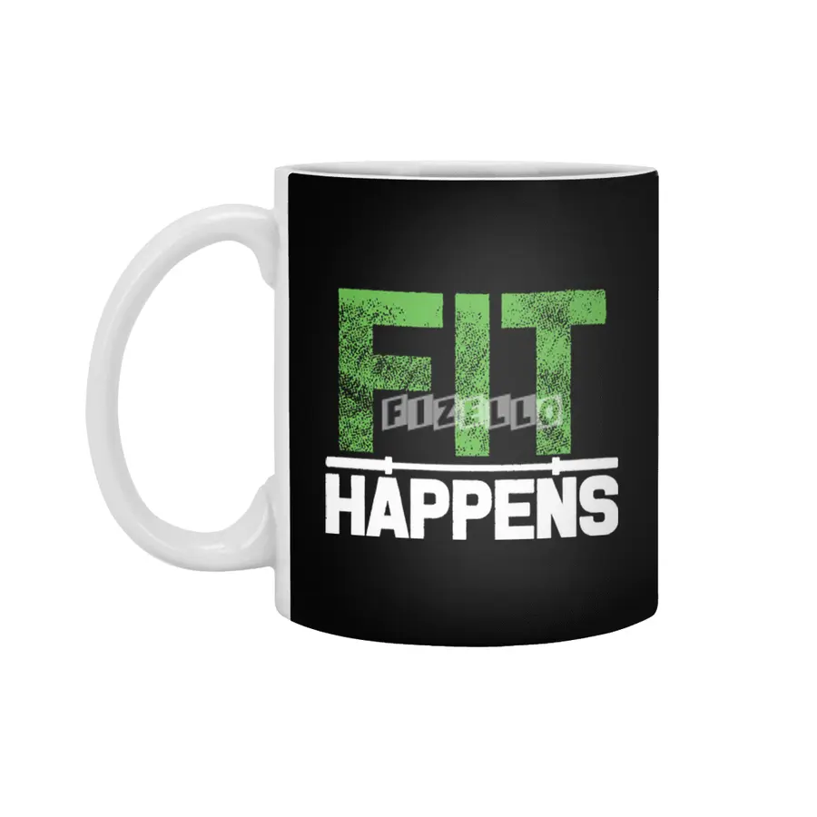 Fit Happens Cross Fit Barbell Fitness Exercise Workout Train Mens gym crossfit lifting Beyaz Kupa
