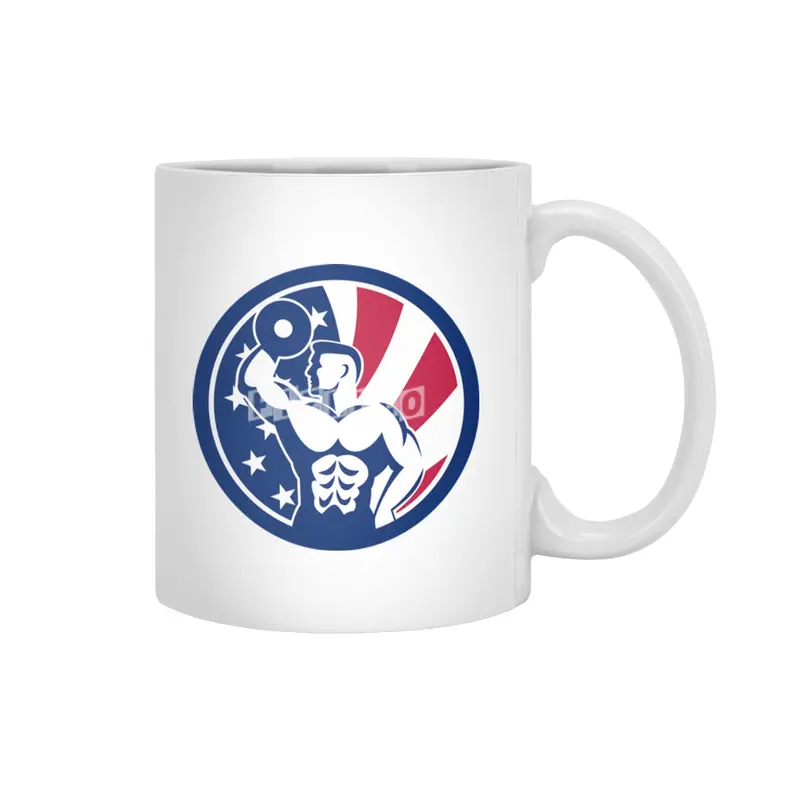 American Fitness Gym USA Flag Icon Beyaz Kupa