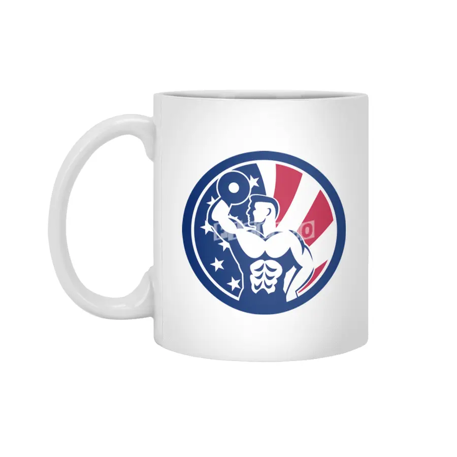 American Fitness Gym USA Flag Icon Beyaz Kupa