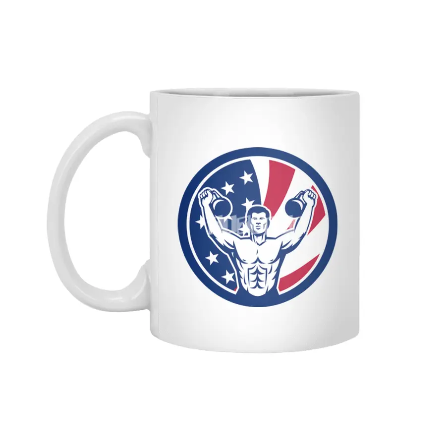 American Physical Fitness USA Flag Beyaz Kupa