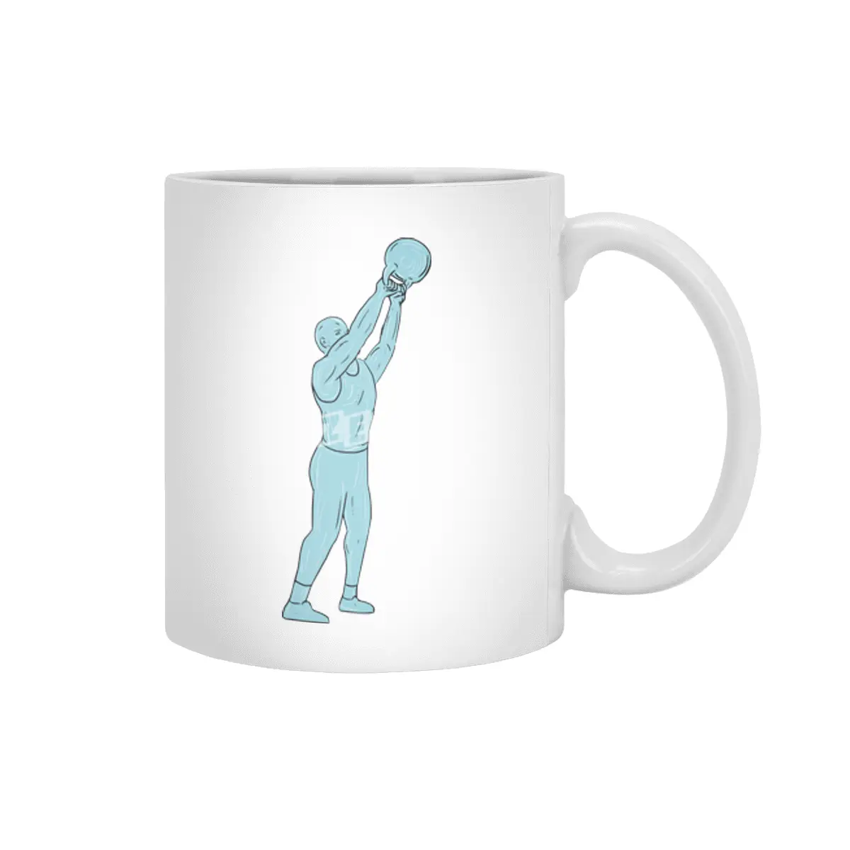 Athlete Fitness Kettlebell Swing Drawing Beyaz Kupa