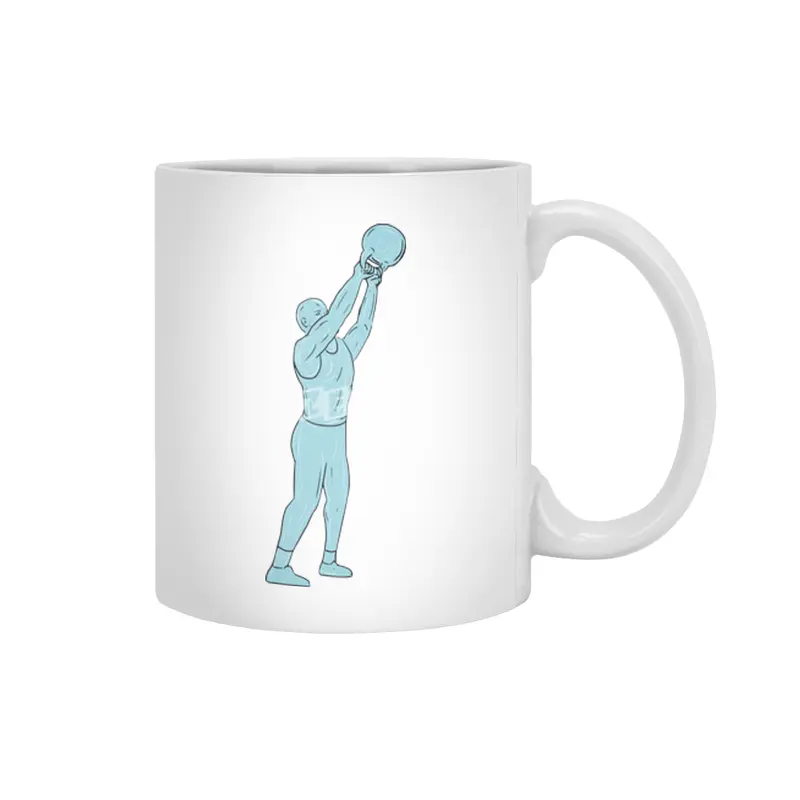 Athlete Fitness Kettlebell Swing Drawing Beyaz Kupa