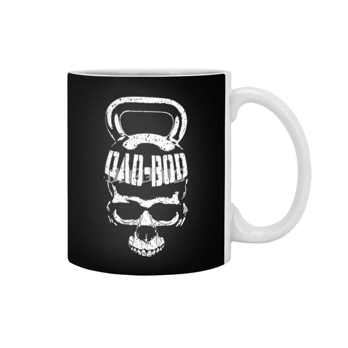 Dad Bod Kettlebell Skull Funny Halloween Gym Fitness Workout Beyaz Kupa