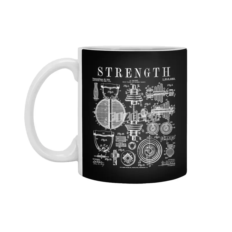 Gym Fitness Workout Dumbbell Kettlebell Vintage Patent Print Beyaz Kupa