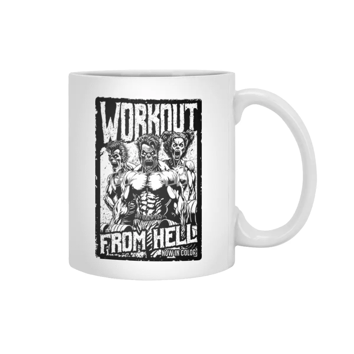 Gym Halloween Funny Retro Zombie Fitness Horror Movie Poster Beyaz Kupa