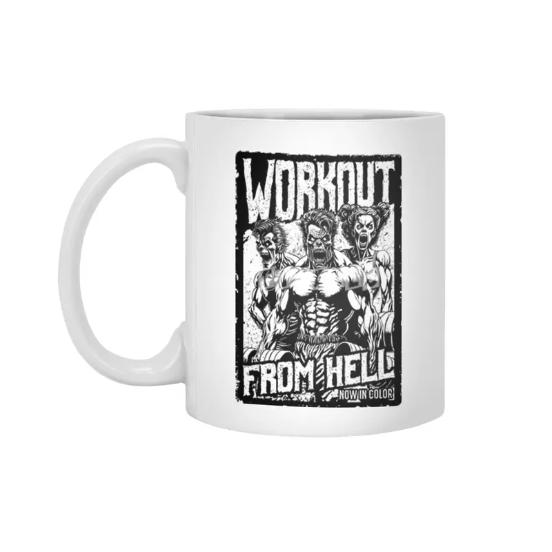 Gym Halloween Funny Retro Zombie Fitness Horror Movie Poster Beyaz Kupa