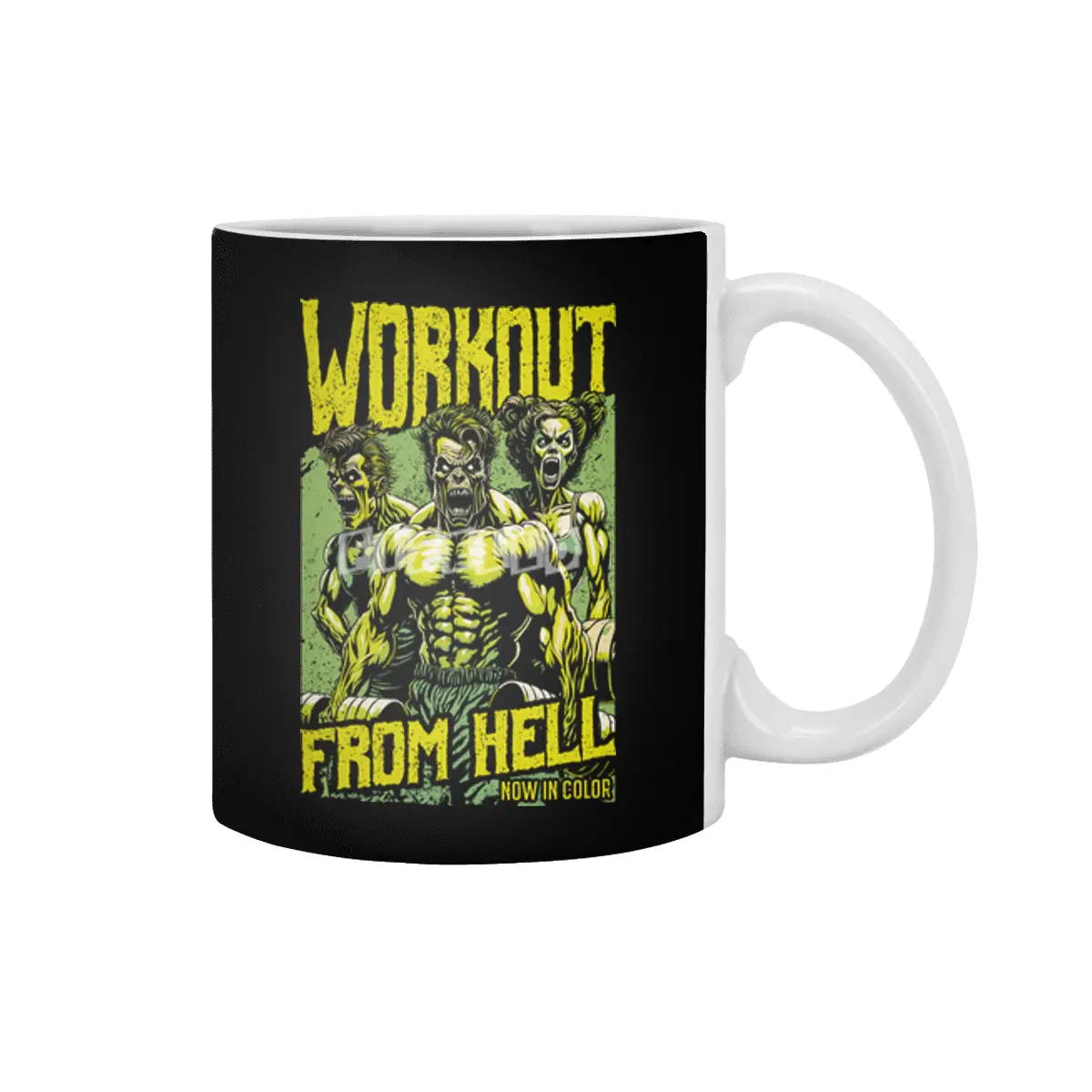 Gym Halloween Funny Retro Zombie Fitness Horror Movie Poster Beyaz Kupa