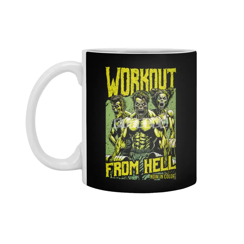 Gym Halloween Funny Retro Zombie Fitness Horror Movie Poster Beyaz Kupa