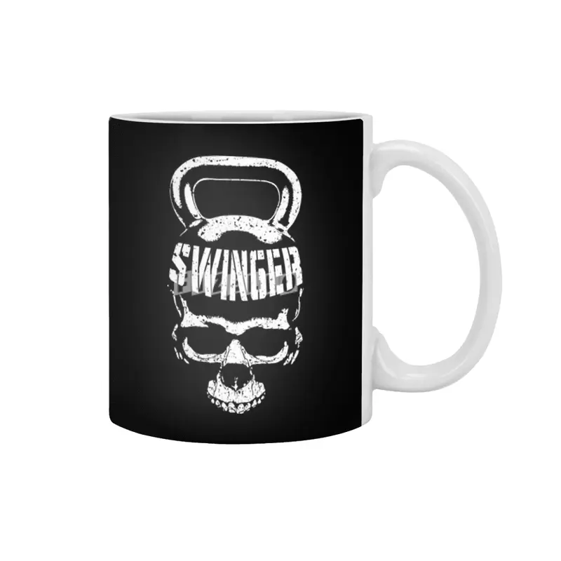 Kettlebell Swinger Skull Funny Halloween Gym Fitness Workout Beyaz Kupa