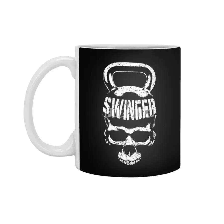 Kettlebell Swinger Skull Funny Halloween Gym Fitness Workout Beyaz Kupa
