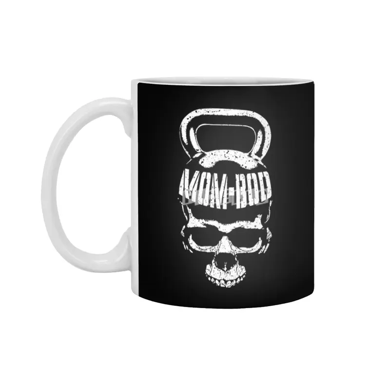 Mom Bod Kettlebell Skull Funny Halloween Gym Fitness Workout Beyaz Kupa