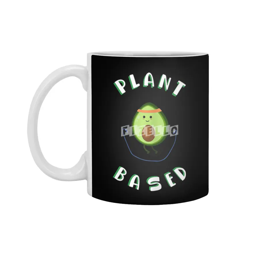 Funny Plant Based Avocado Fitness Tee, Vegan & Vegetarian Beyaz Kupa