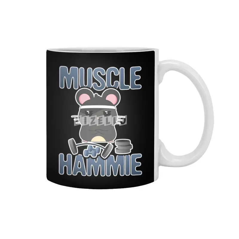 Funny Cute Hamster Nom Nom Muscle Hammie Fitness Workout Gym Beyaz Kupa