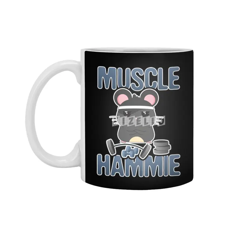 Funny Cute Hamster Nom Nom Muscle Hammie Fitness Workout Gym Beyaz Kupa
