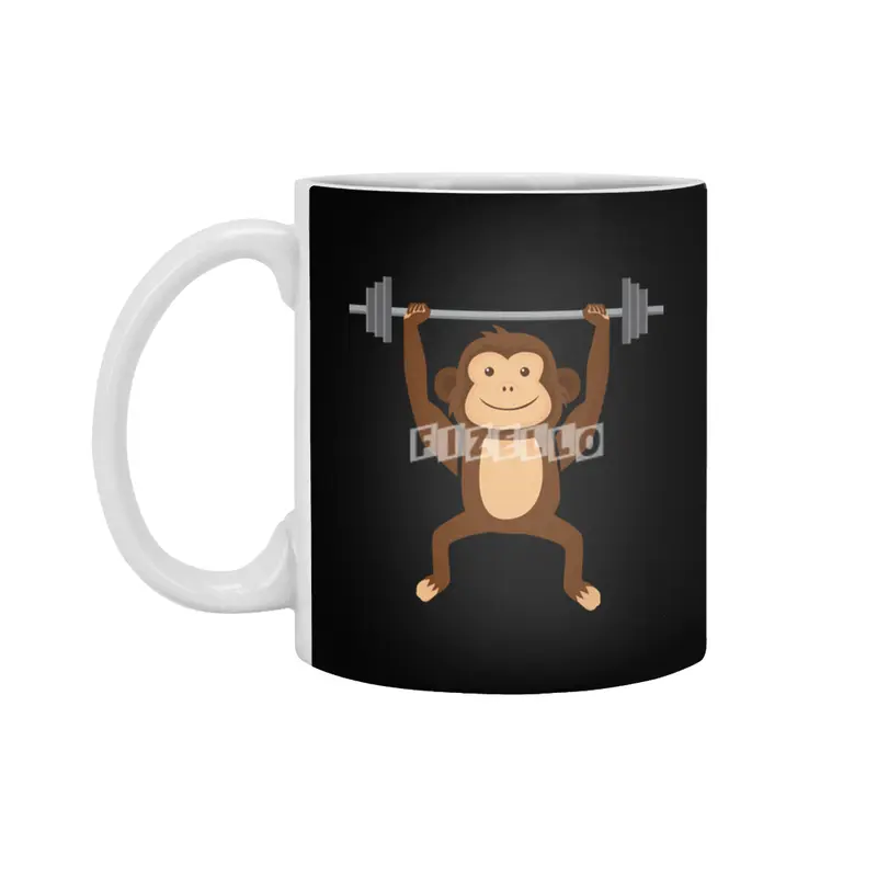 Weightlifting Body Builder Fitness Monkey, Gym Enthusiast, Funny Workout Monkey Bar Beyaz Kupa