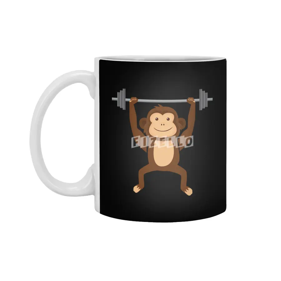Weightlifting Body Builder Fitness Monkey, Gym Enthusiast, Funny Workout Monkey Bar Beyaz Kupa