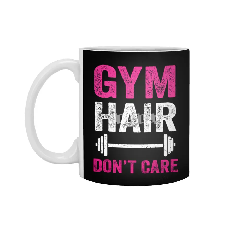 Gym Hair Don't Care Funny Fitness Design Gift Idea Beyaz Kupa