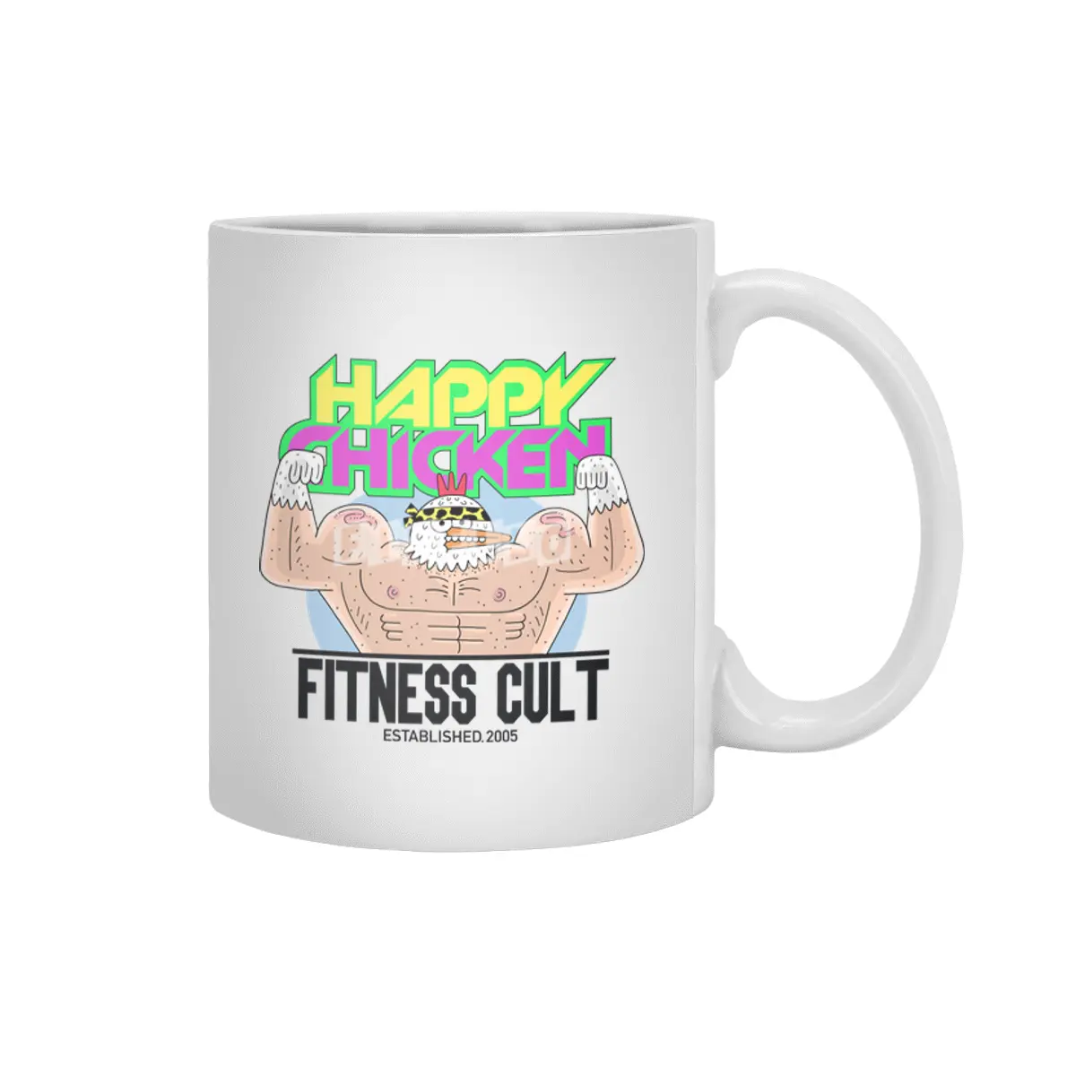 Happy Chicken Fitness Cult Club Tee Beyaz Kupa