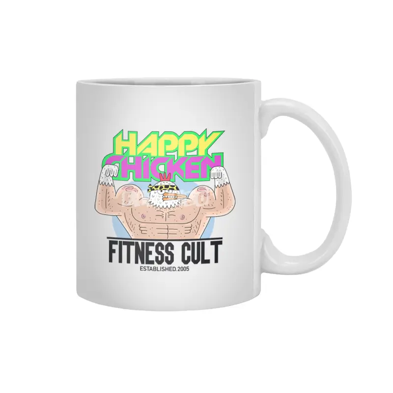 Happy Chicken Fitness Cult Club Tee Beyaz Kupa