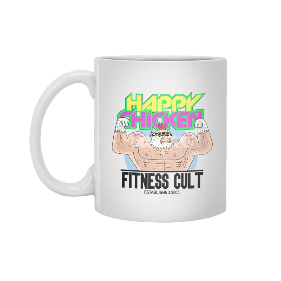 Happy Chicken Fitness Cult Club Tee Beyaz Kupa