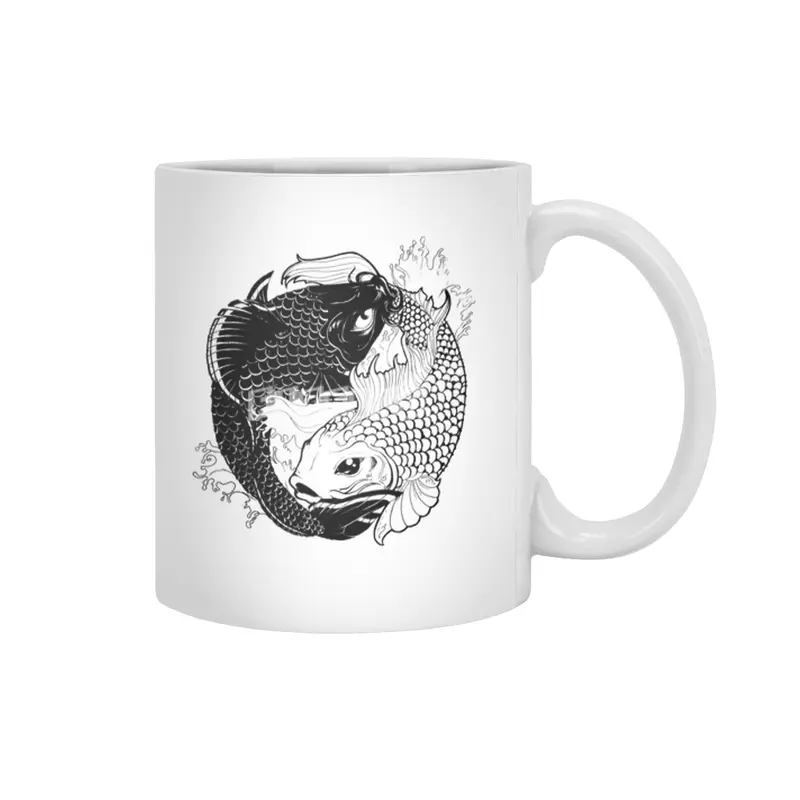 PISCES - Koi carps taijitu Beyaz Kupa