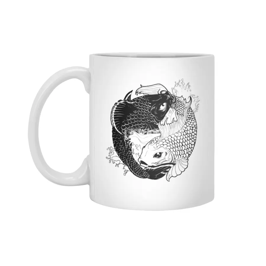 PISCES - Koi carps taijitu Beyaz Kupa