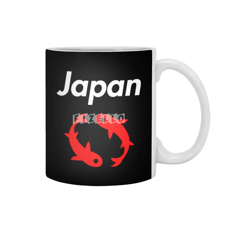 Japanese Iconic Koi for Dark Color Beyaz Kupa