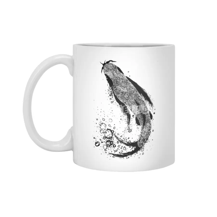 Don’t Be Koi -Dark ink with bubbles Beyaz Kupa