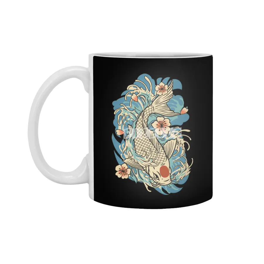 Japanese Koi Fish Beyaz Kupa