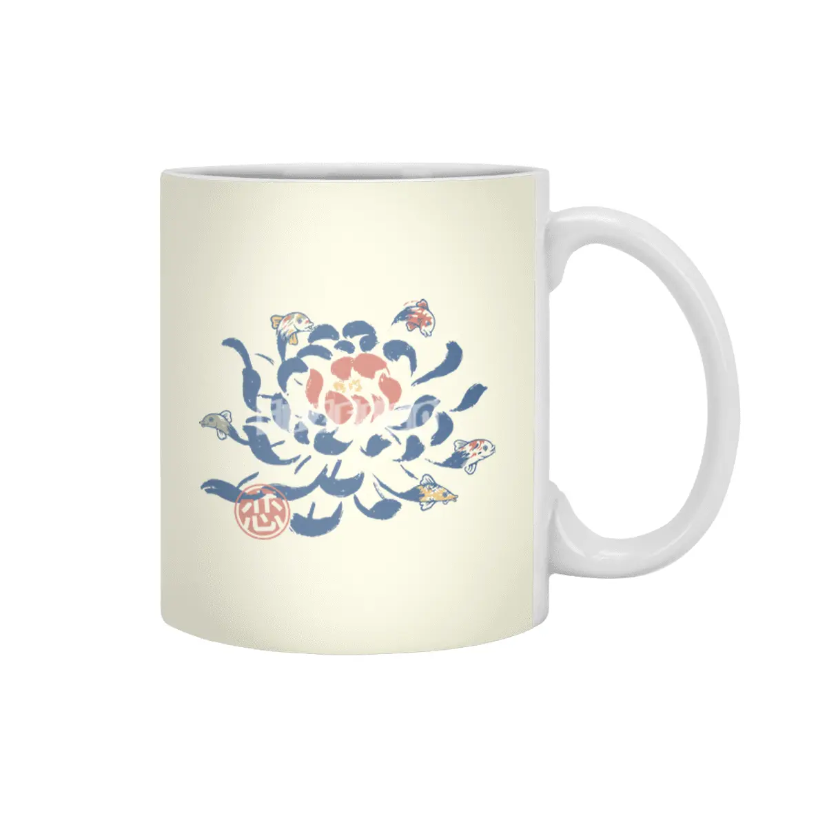 Vintage Japanese Flower Koi Beyaz Kupa