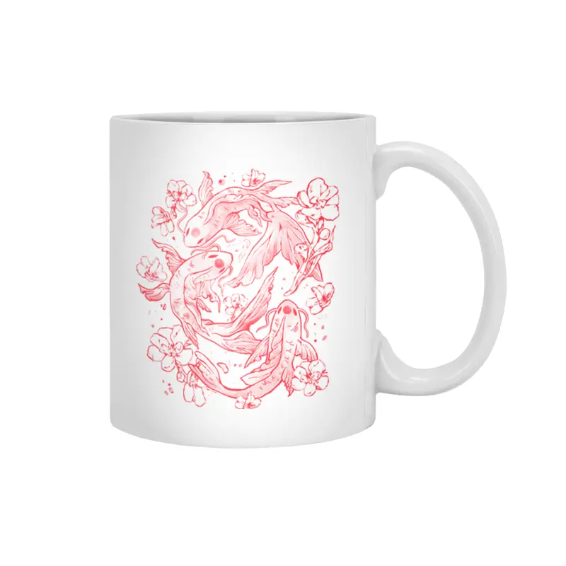 Red Koi - Aesthetic Oriental Koi Fish Gift Beyaz Kupa