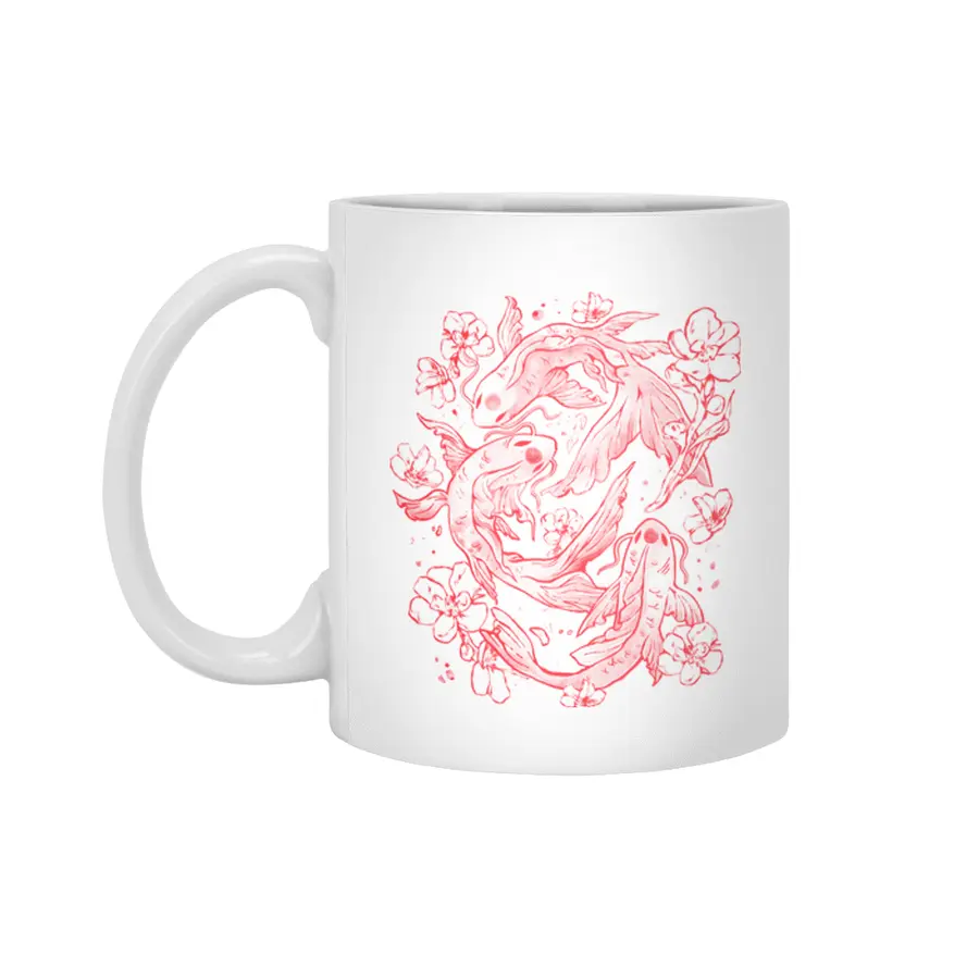 Red Koi - Aesthetic Oriental Koi Fish Gift Beyaz Kupa