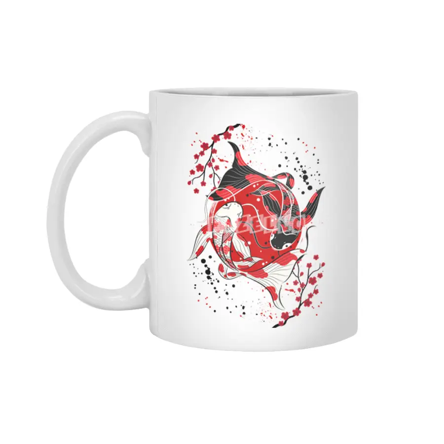 Yin Yang Koi Fish Beyaz Kupa