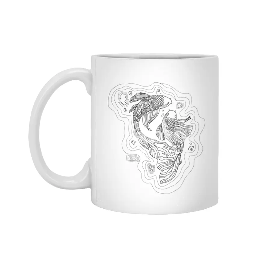 Swim like Koi - Black Beyaz Kupa
