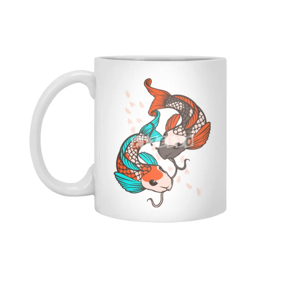 Japanese Koi Style Art Beyaz Kupa