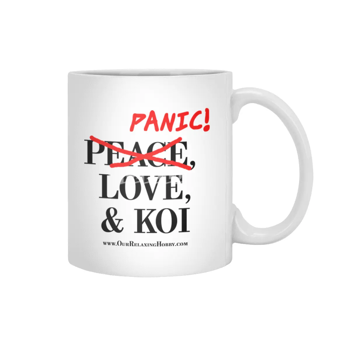 Peace Love and Panic Koi - Black Print Beyaz Kupa