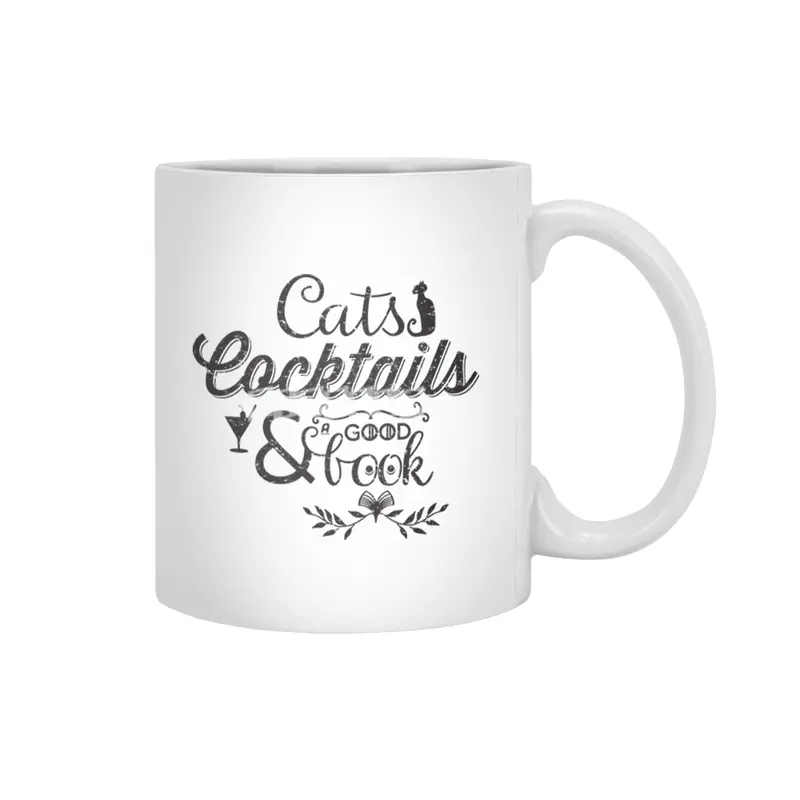 Cats Cocktails and a Good Book Beyaz Kupa