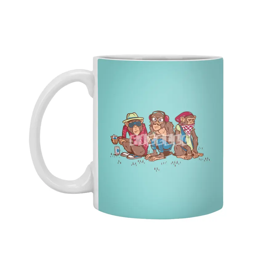 Three Wise Hipster Monkeys Beyaz Kupa